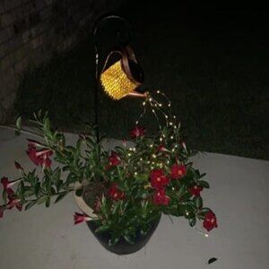 Solar Lanterns Outdoor Waterproof,Metal Watering Can Garden Decor, Hanging Solar